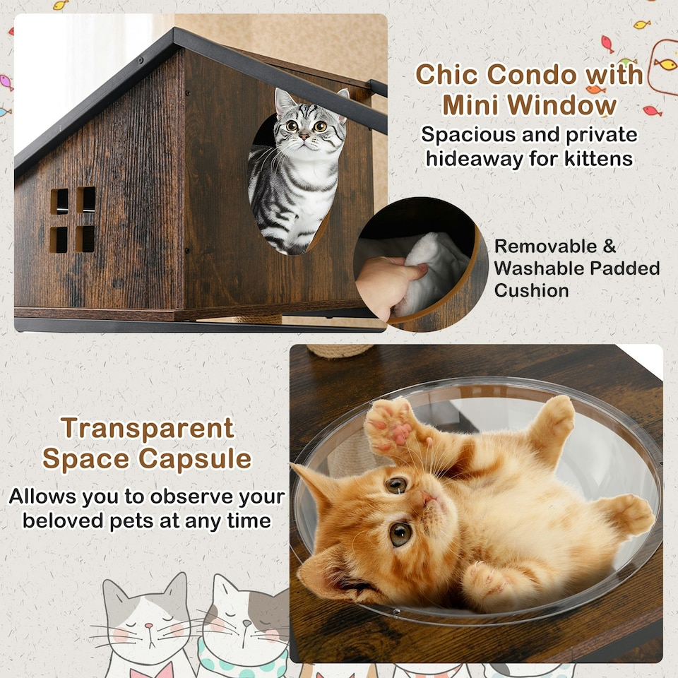 image 1 of COSTWAY Enclosure Litter Box Industrial 150CM Cat Tree