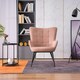 image 5 of Vera Fabric Occasional Living Room Modern Accent Chair with Footstool (Pink)
