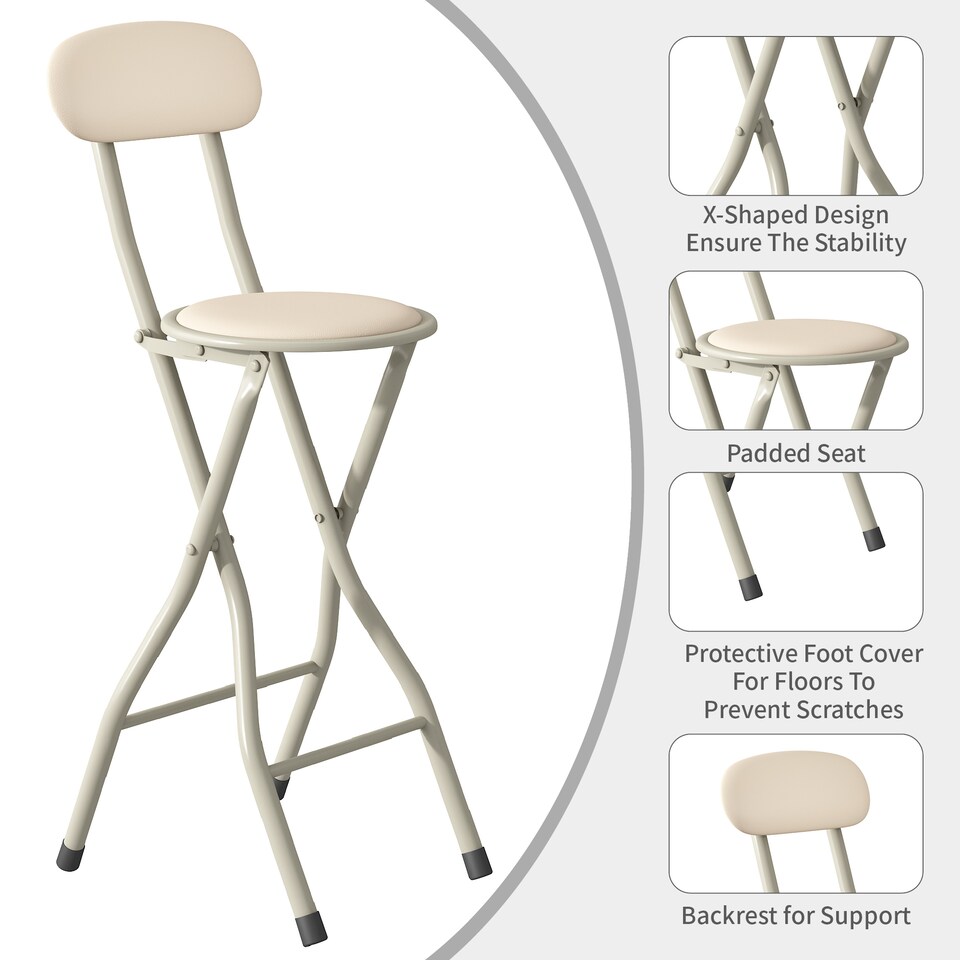 image 1 of MCC Direct Single Folding Breakfast Bar Stool Padded High Kitchen Dining Chair