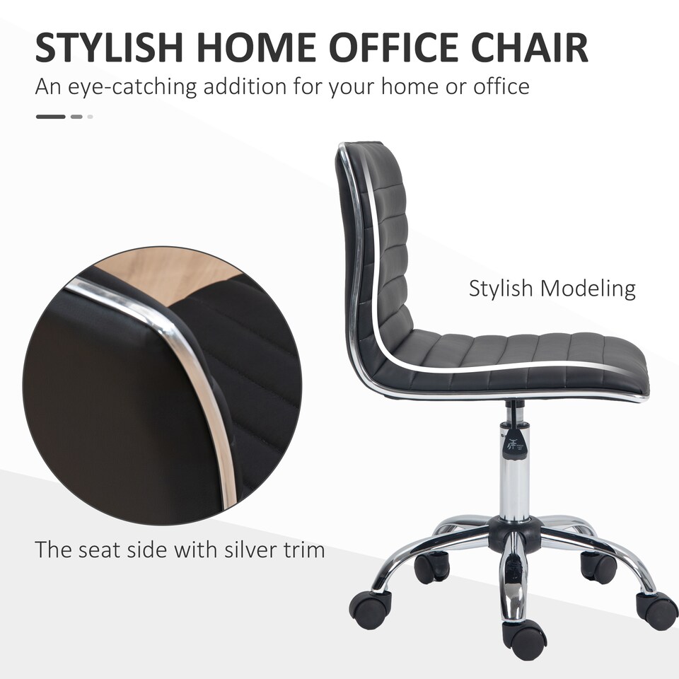 image 1 of HOMCOM Armless Mid-Back Adjustable Office Chair with 360 Swivel Black