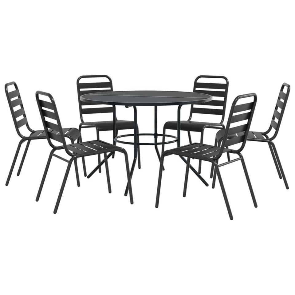 Stackable Garden Chair Set 7 pcs Anthracite Powdercoated Steel Tesco