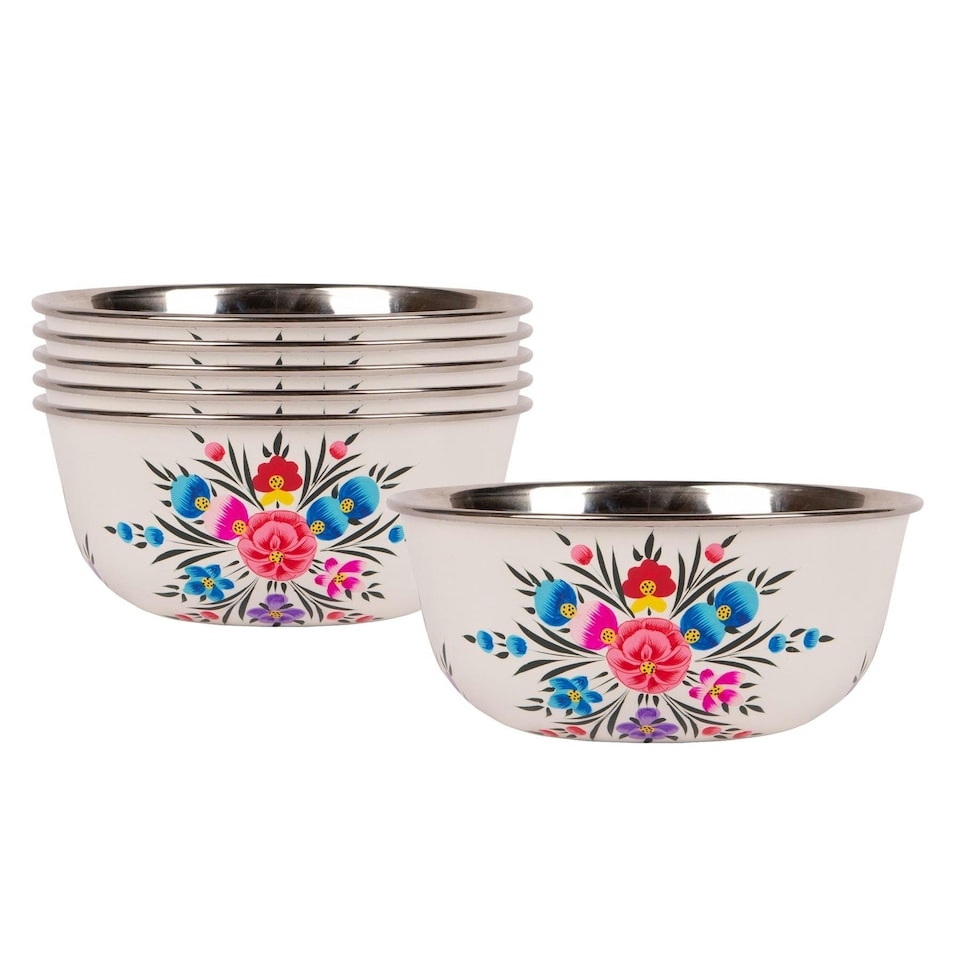 image 1 of BillyCan Picnic Bowls - 16.5cm - Cotton Pansy - Pack of 6 White