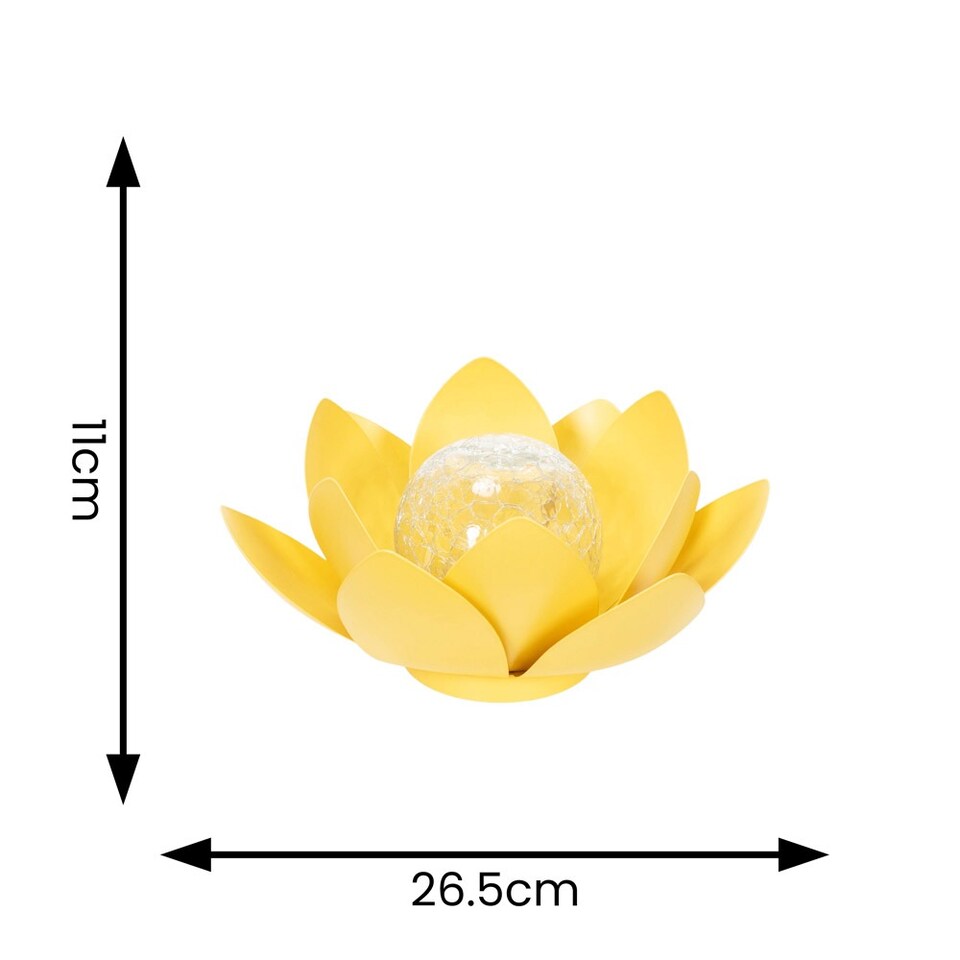 image 1 of ValueLights Yellow Solar Powered Outdoor Waterlily Lotus Flower Decoration Garden Light | Yellow