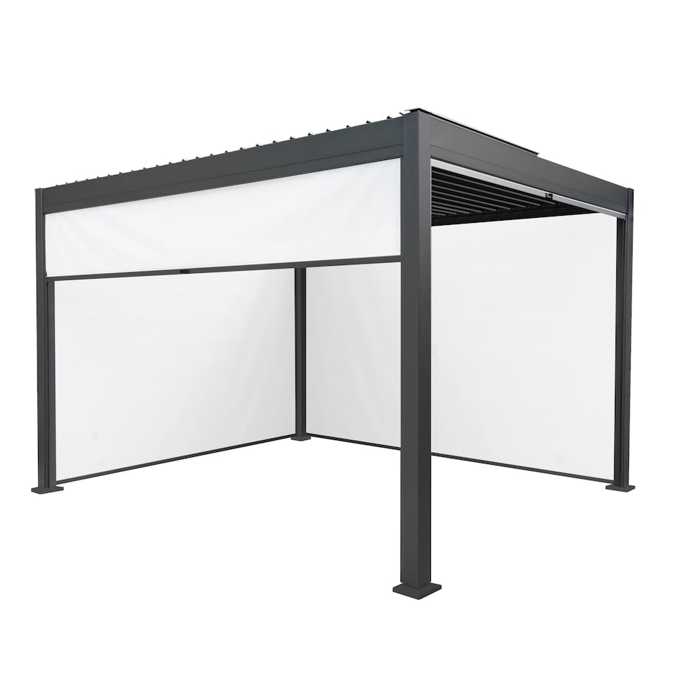 image 1 of Anthracite Aluminium Pergola With White Blinds - 3m x 4m