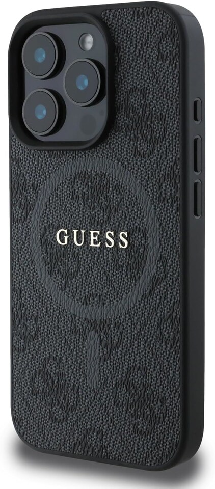 image 1 of Guess PU Leather 4G Coloured Ring Case with MagSafe for iphone 16 Pro 6.3 Black - GUHMP16LG4GFRK