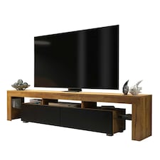 TV Unit TV Stand Oak Black Media Console Sideboard Storage Cabinet 200cm
