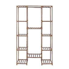 Living and Home Multi-Tier Wooden Plant Stand and Flower Display Shelf - Brown
