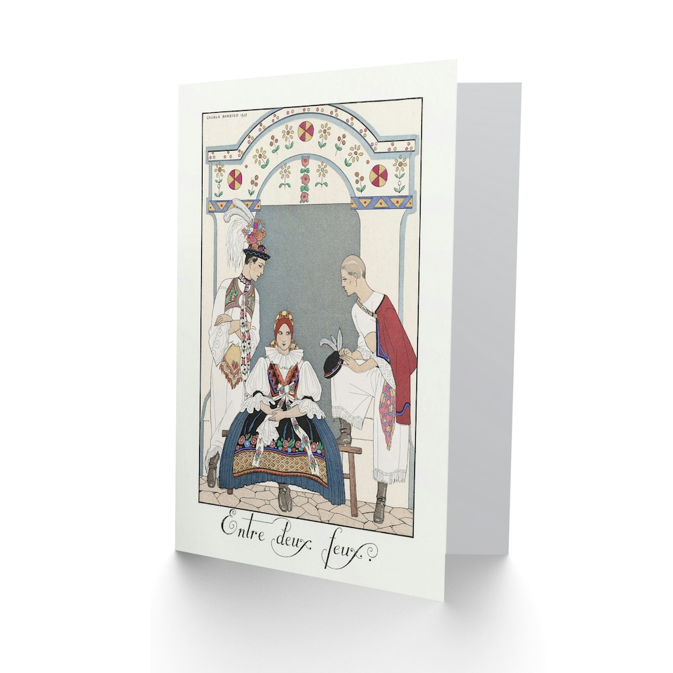 image 1 of George Barbier Art Card Between Two Flames Vintage Czech Fashion