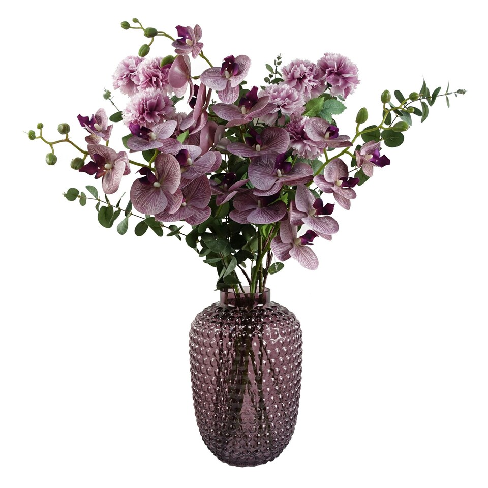 image 1 of 30cm Mulberry Purple Bubble Glass Vase Purple
