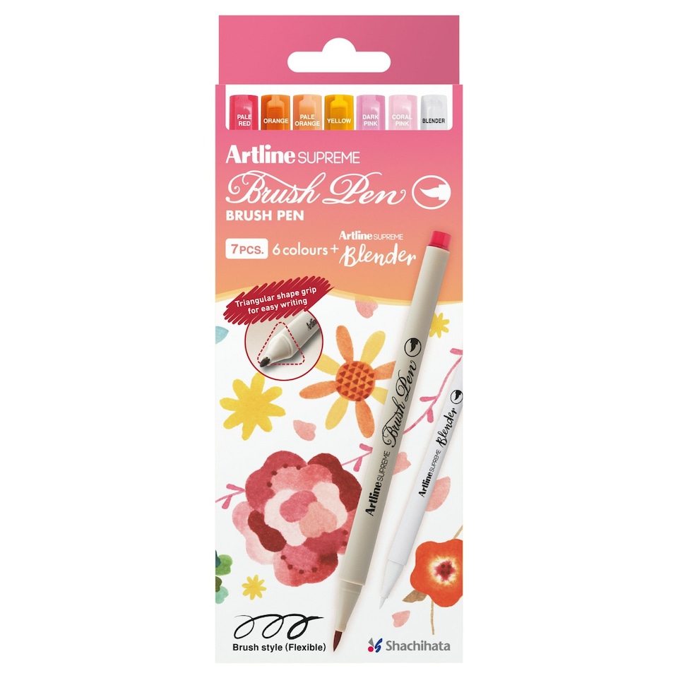 image 1 of Artline Supreme Brush Pens Assorted 7 Pack Brown | Brown, Pale Brown, Light Brown, Olive, Pale Grey, Grey Purple