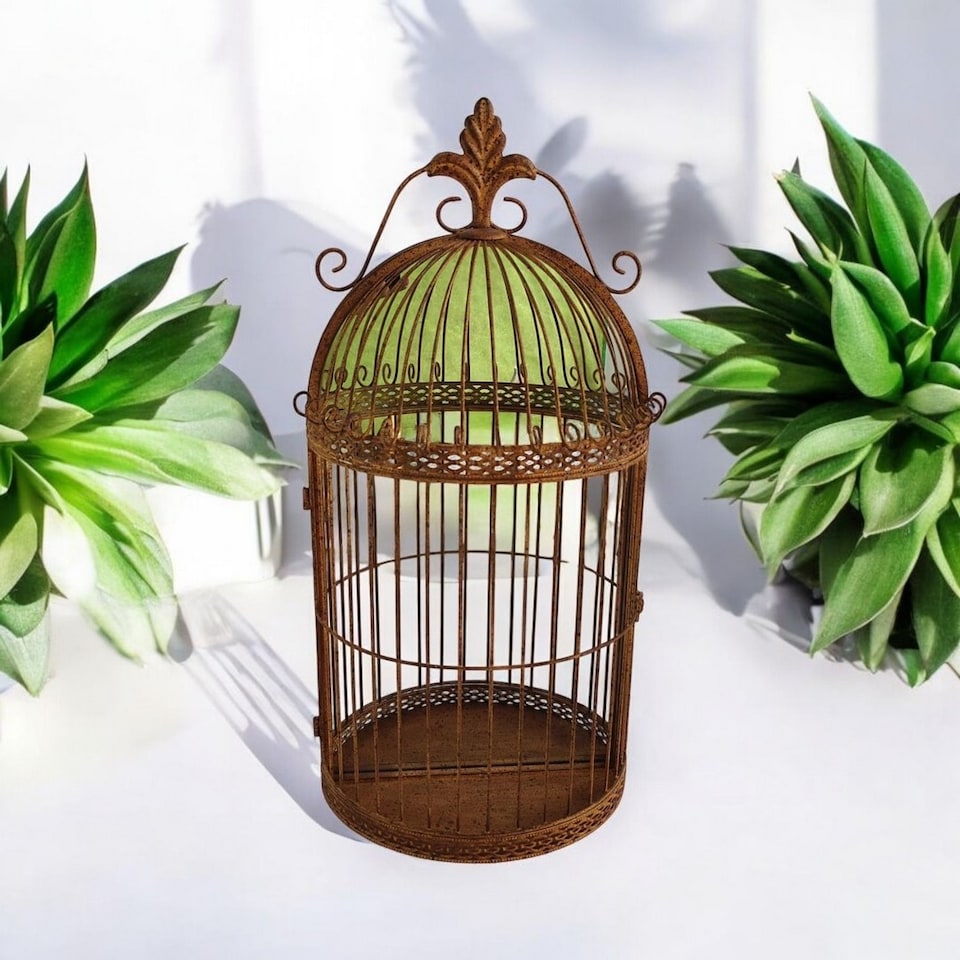 image 1 of Garden Mirror Cage - Metal - L17 x W32 x H63 cm - Rusty