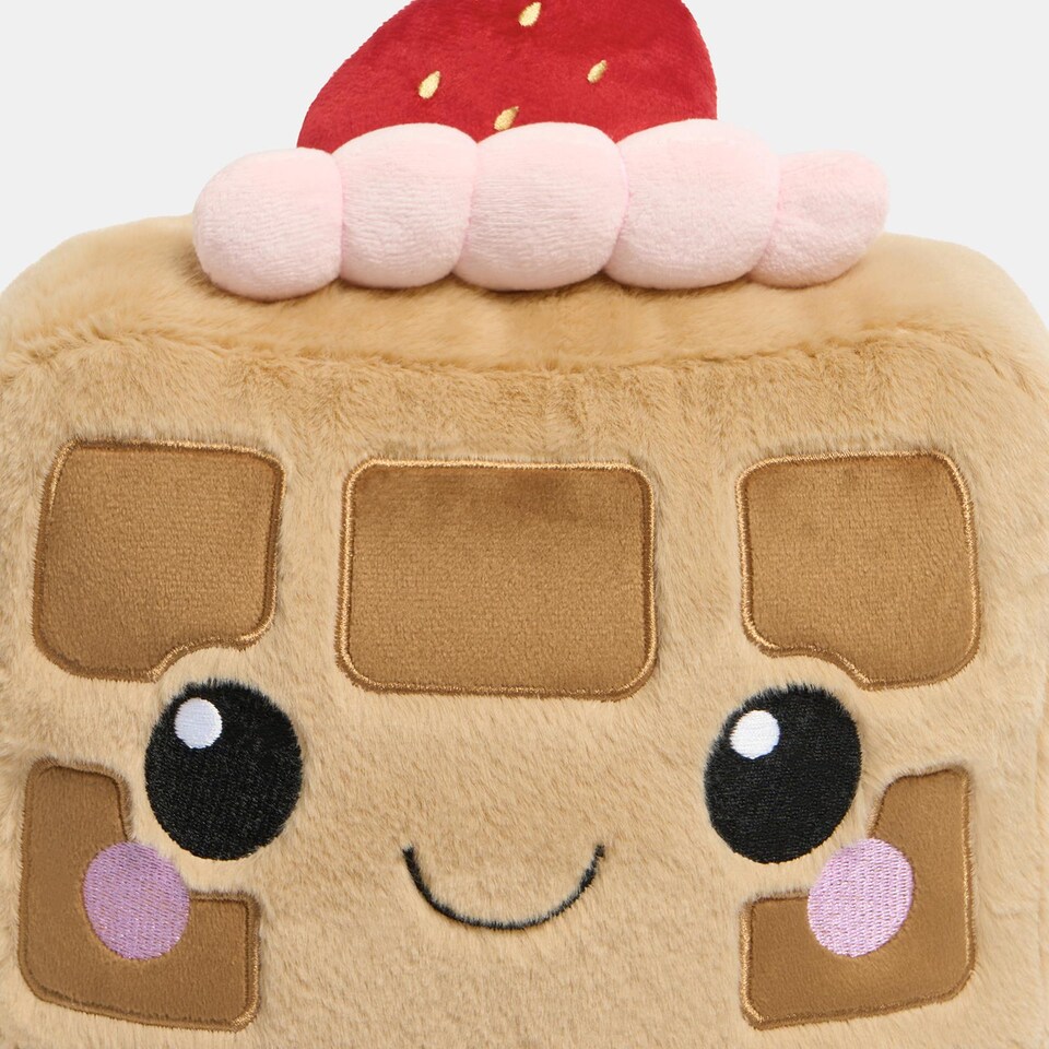 image 1 of OHS Sweetie Pie Filled Novelty Scatter Cushion Soft Fleece Toy Pillow | Brown | Honey the Waffle