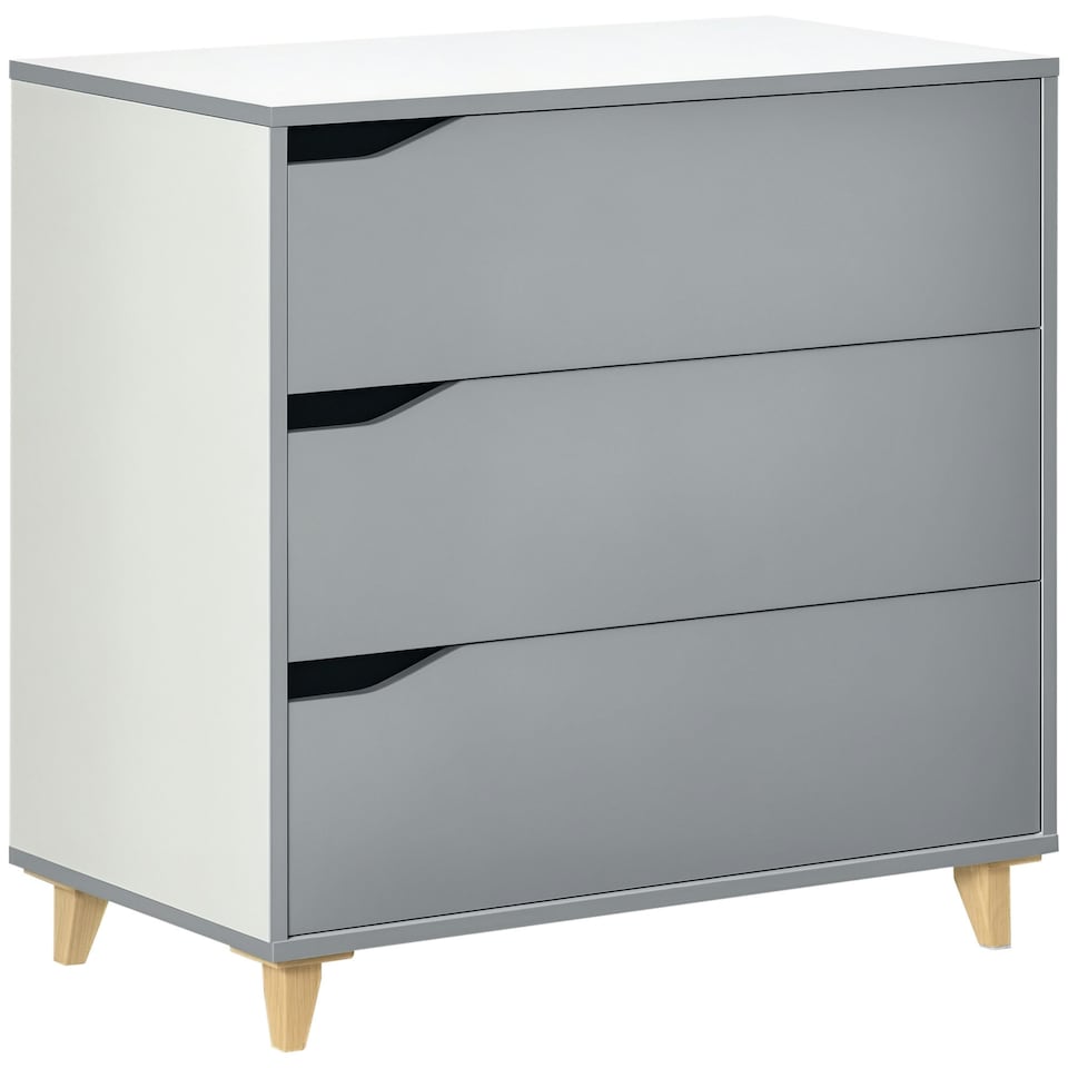 image 1 of HOMCOM Chest of Drawers, 3 Drawer Unit Storage Organiser for Bedroom, Grey