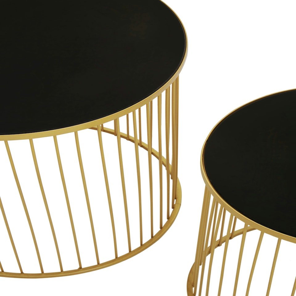 image 1 of Avento Set Of Two Black And Gold Side Tables Gold