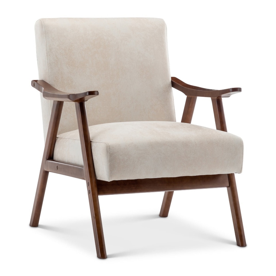 image 1 of Faux Leather Suede Cream Selma Accent Chair