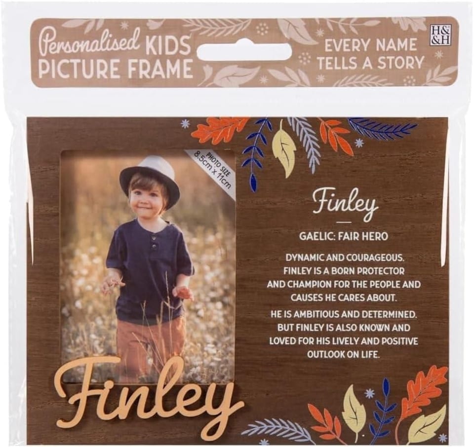 image 1 of History & Heraldry Pre-Personalised Kids Wooden Picture Frame - Finley