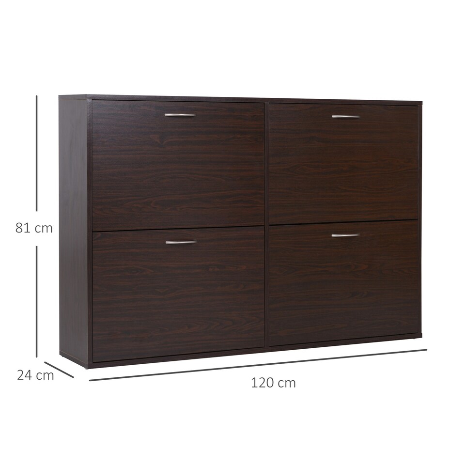 image 1 of HOMCOM Wooden Shoes Cabinet Multi Flip Down Shelf Drawer Dark Brown