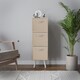 image 3 of Oak 3-Tier 3-Drawer Cube Shelving Unit with Scandinavian Legs | Cream | Beige & White | 1