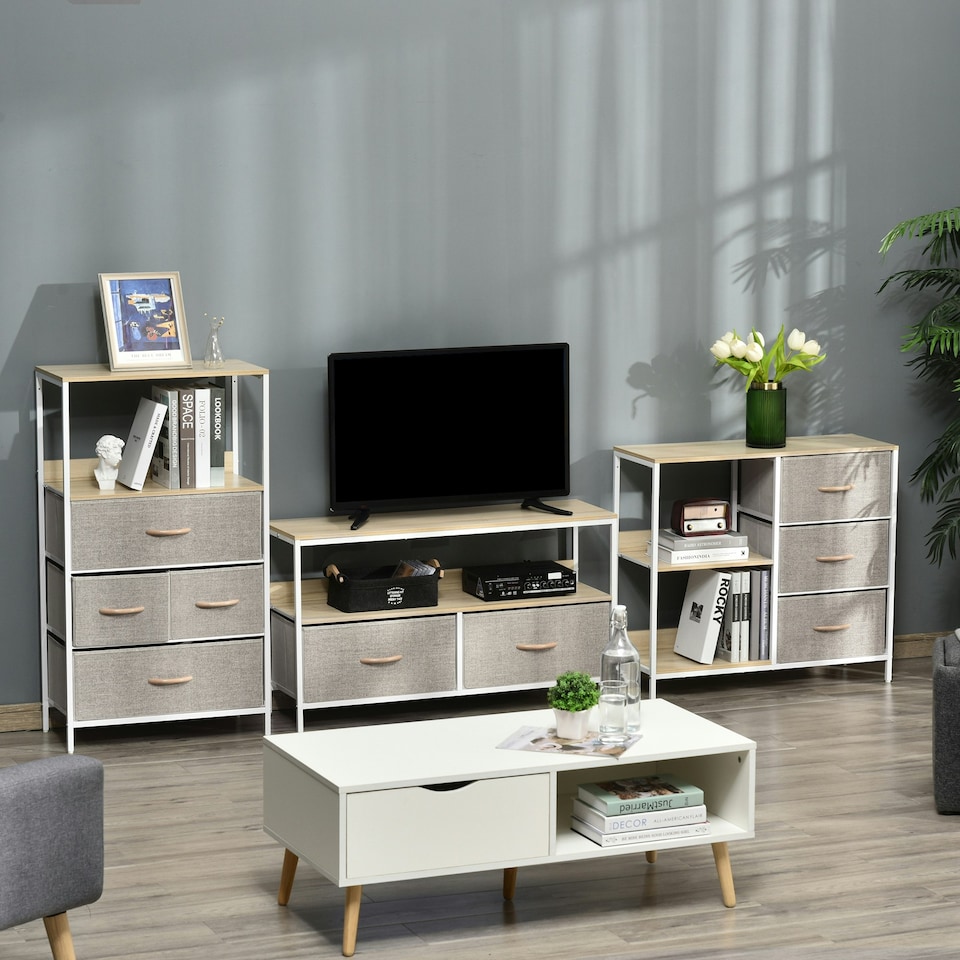 image 1 of HOMCOM Chest Dresser Tower with 3 Drawers Storage Cabinet Organizer, Beige