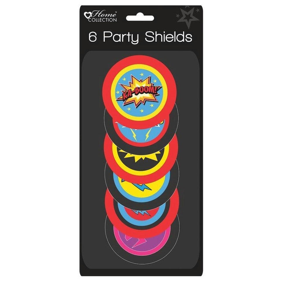 image 1 of Pack of 6 Superhero Design Shield - Party Bag Fillers