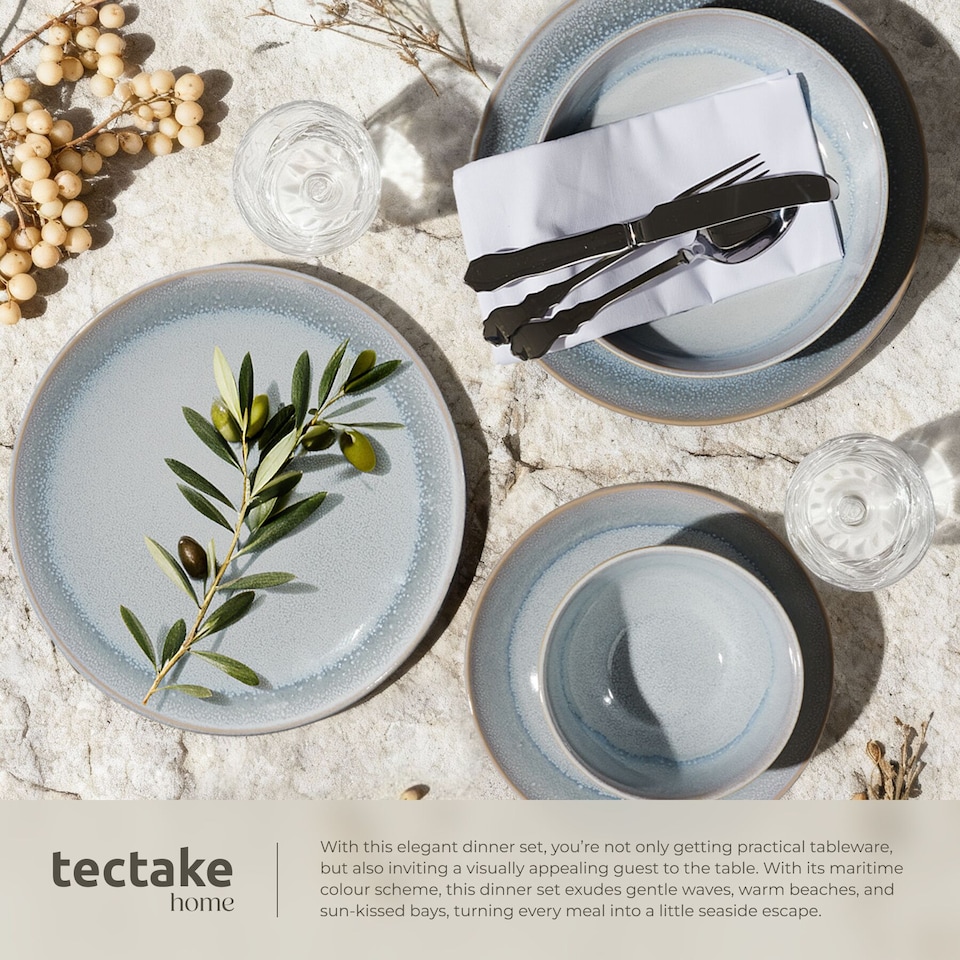 image 1 of Dinner Set Mare in Glazed Stoneware for 6 People, Microwave- and Dishwasher-Safe | Grey | grey | 1