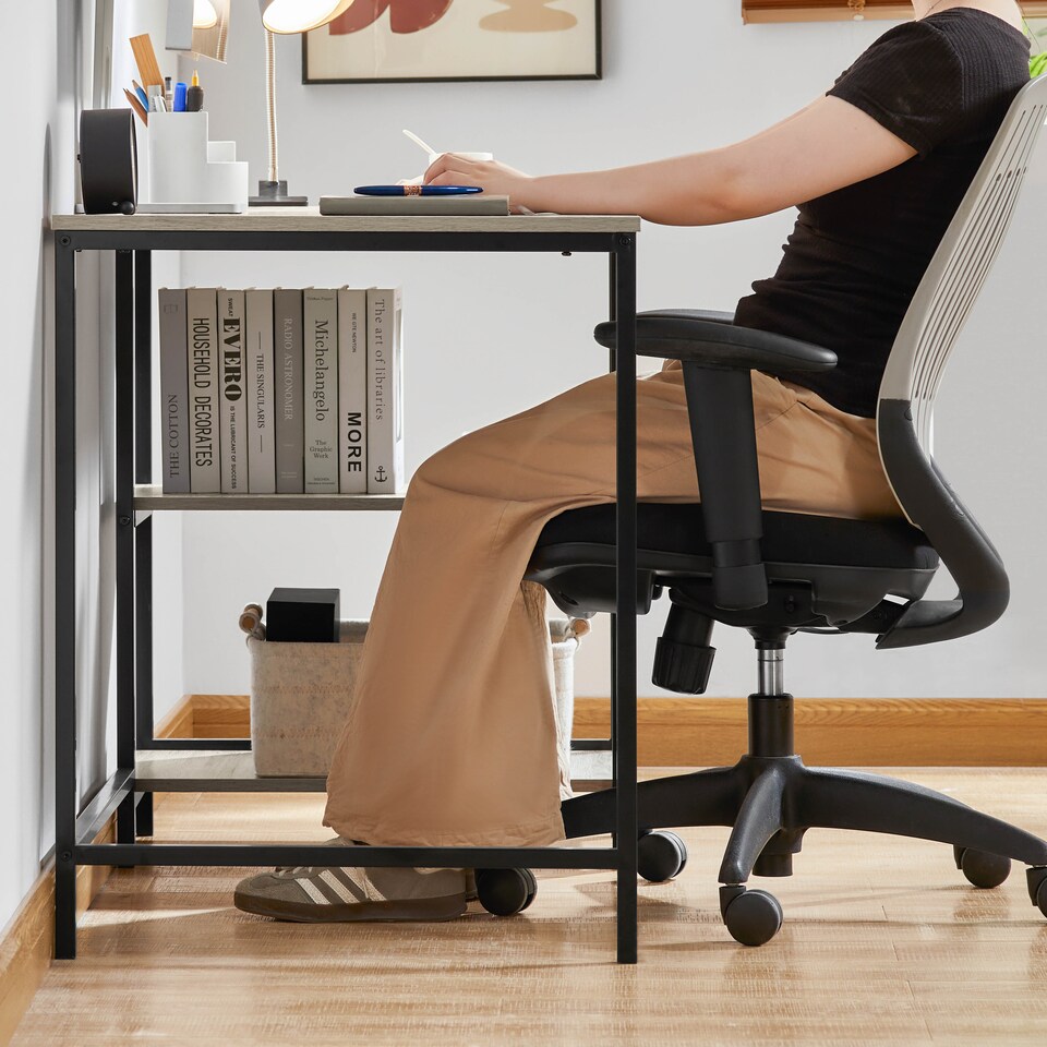 image 1 of Vida Designs Brooklyn Computer Desk 2 Shelves Home Office Workstation, Grey