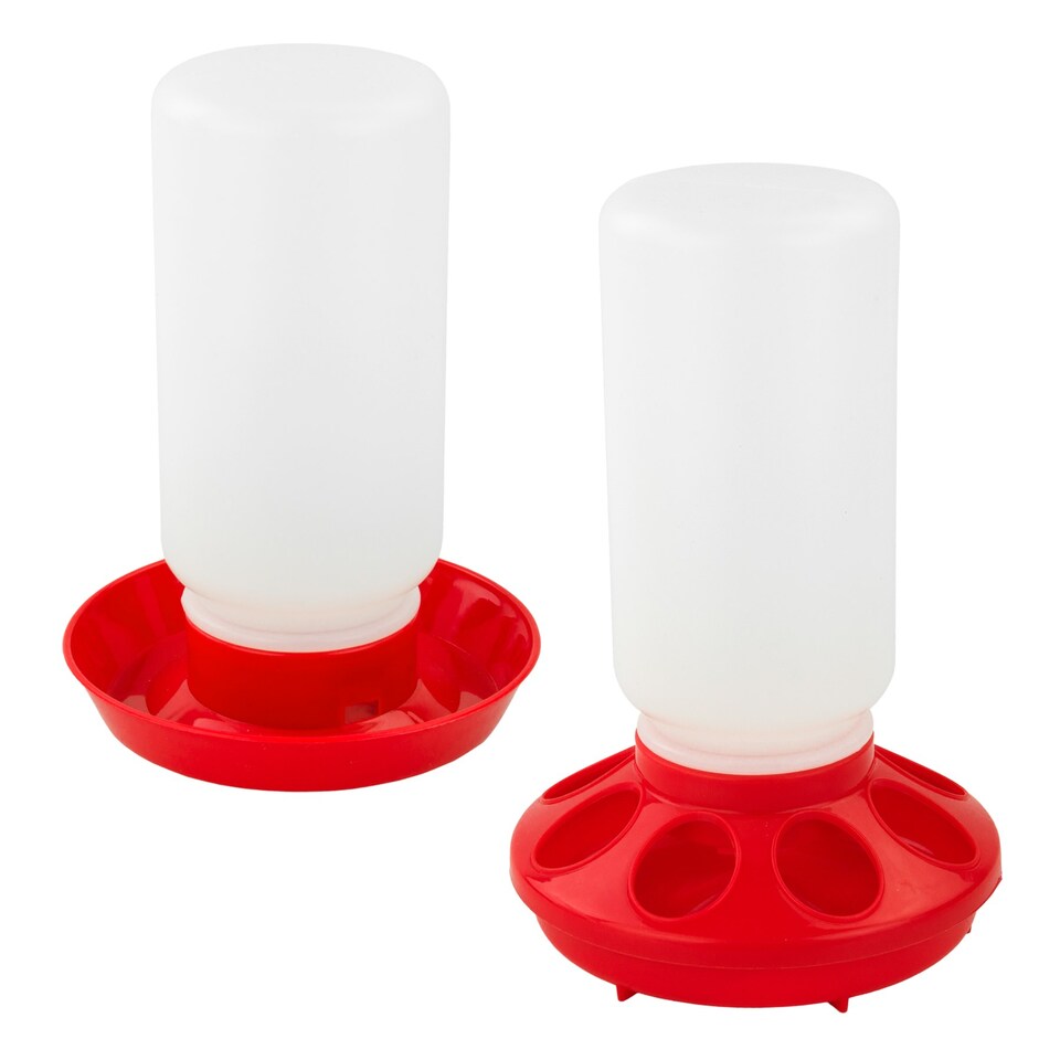 KCT 1L/1kg Automatic Chicken Feeder & Drinker Set Red