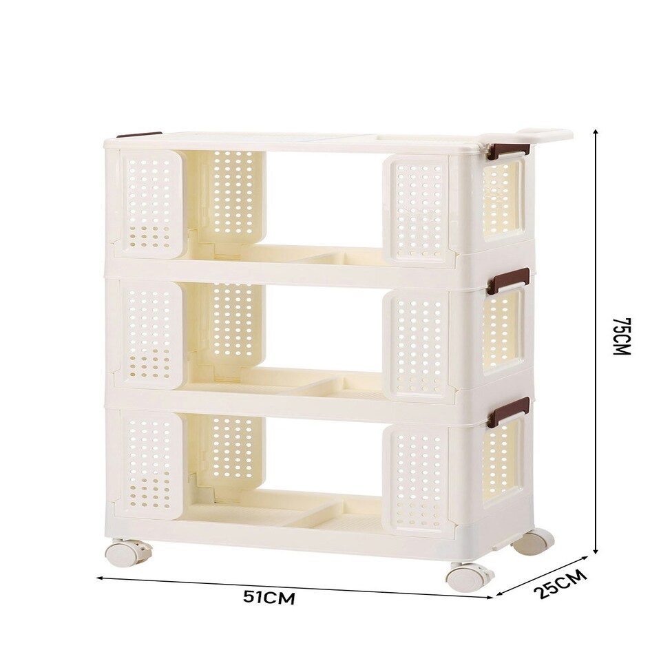 image 1 of Living and Home Three-Tier Folding Storage Cart