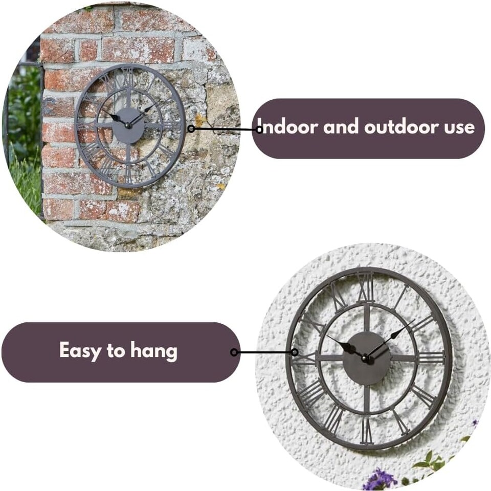 image 1 of Marco Paul 35cm Skeleton Wall Clock Grey