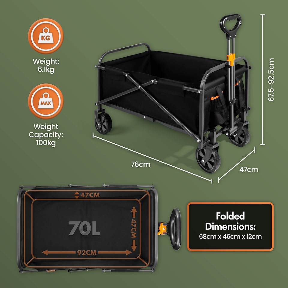 image 1 of VonHaus 70L Festival Cart on Wheels