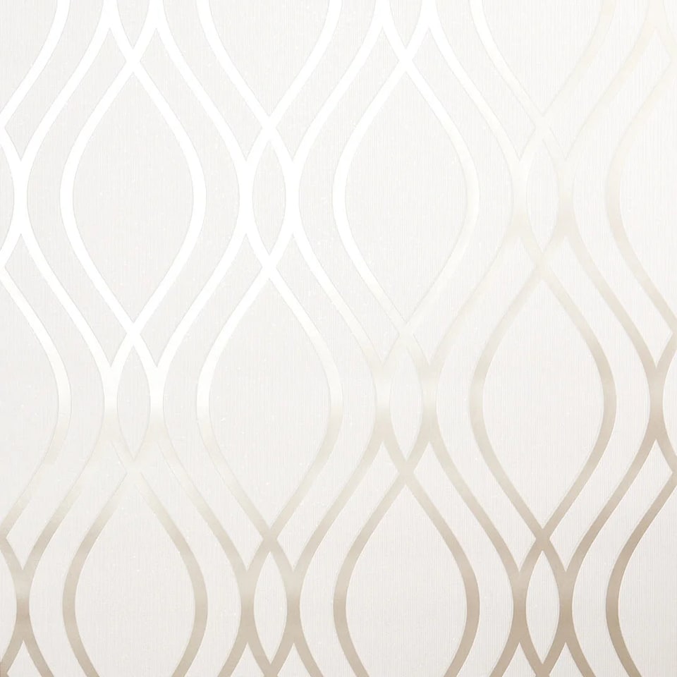 Sample of Camden Wave Wallpaper in Neutral and Gold | Cream | Neutral and Gold