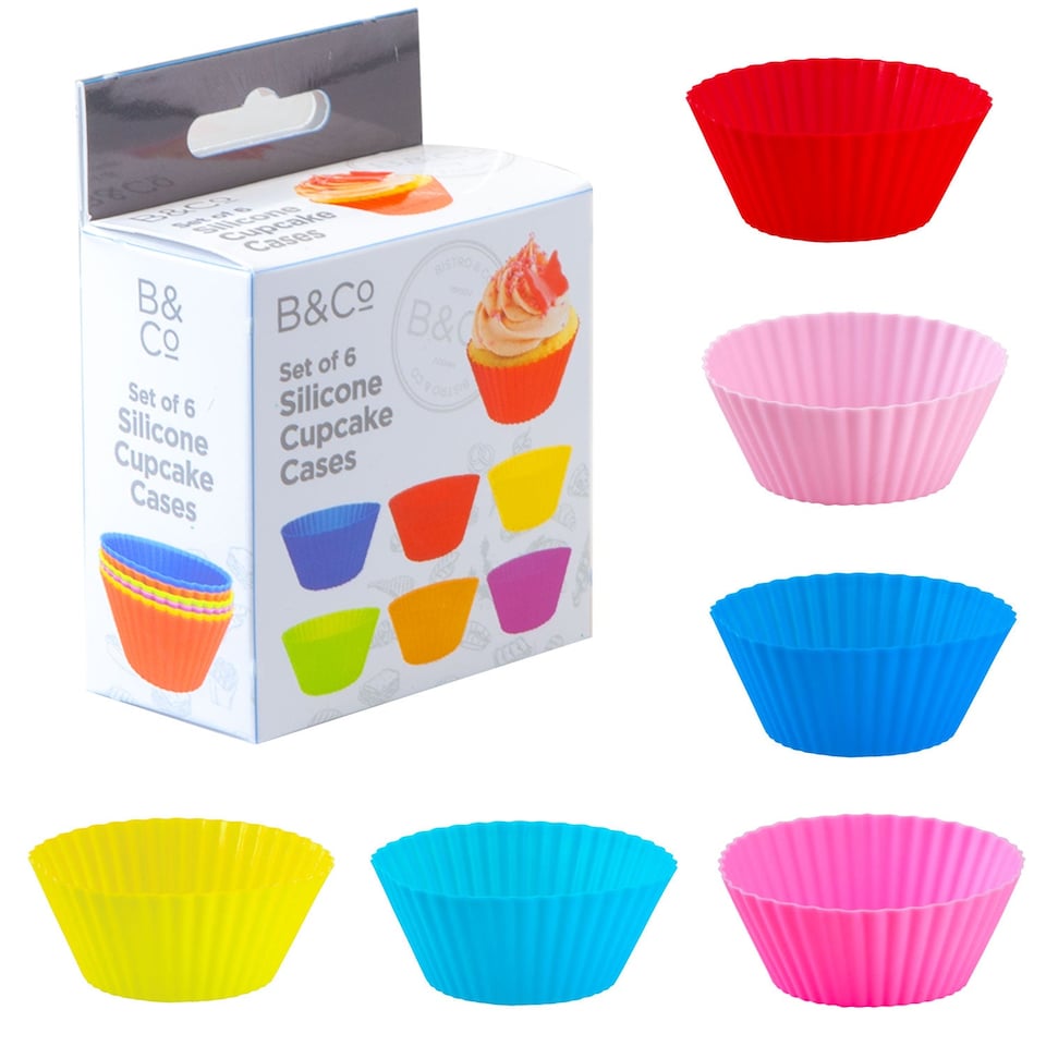 PMS Air Fryer Silicone Cupcake Cases - Reusable Multicolour Standard Size