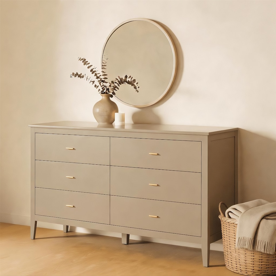image 1 of Grace Chest of 6 Drawers Home Storage Furniture MDF Soft Close Greige