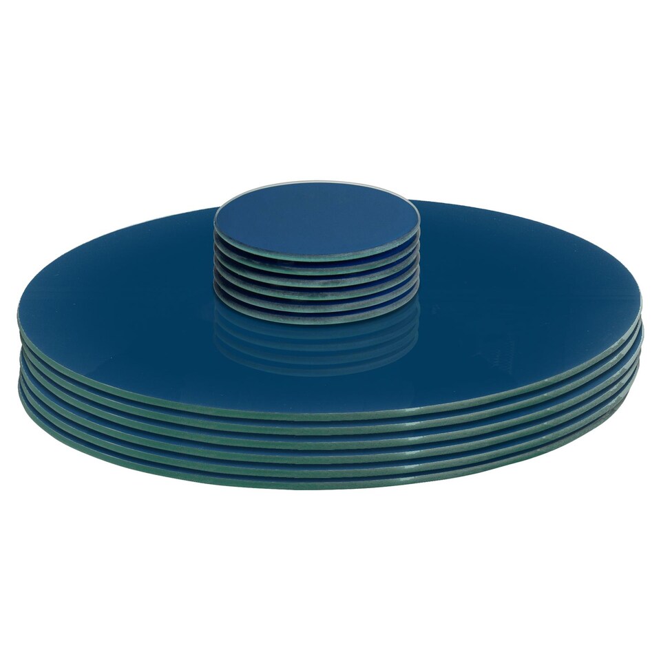 image 1 of Harbour Housewares 12pc Round Glass Placemats & Round Coasters - 30cm Dining Table Protection Place Mats Coasters