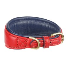 Digby & Fox Leather Padded Greyhound Dog Collar - Scarlet - S - Neckline: 25cm-28cm