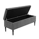 image 5 of 90cm Paris Plain Ottoman Storage Bench -Naples Shoes Bench with Black Turned Wooden Legs - Dark Grey Upholstery Storage Footstool