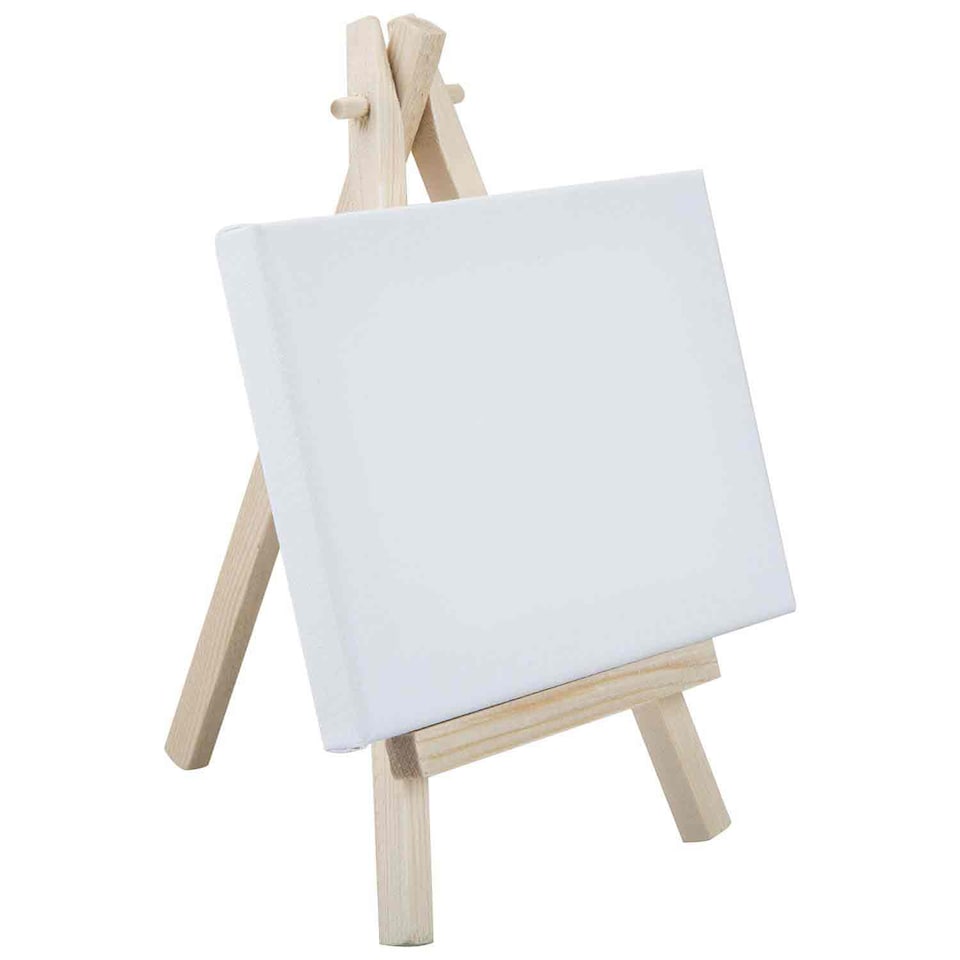 image 1 of PMS Small Canvas & Wooden Easel Set - 16 x 12 cm cotton canvas
