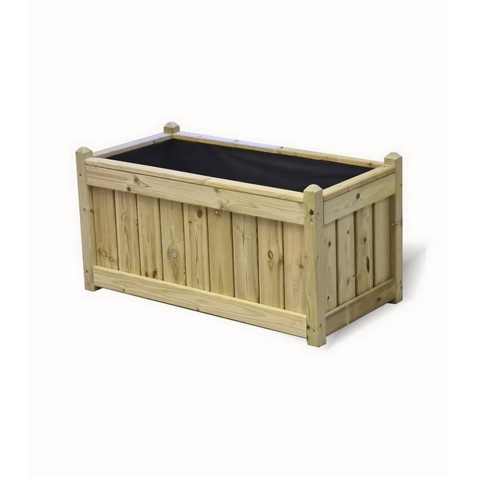 image 1 of Multi Pack of 2 - Elegant Rectangular Trough Planter - Timber - L50 x W100 x H52 cm - Minimal Assembly Required | Brown