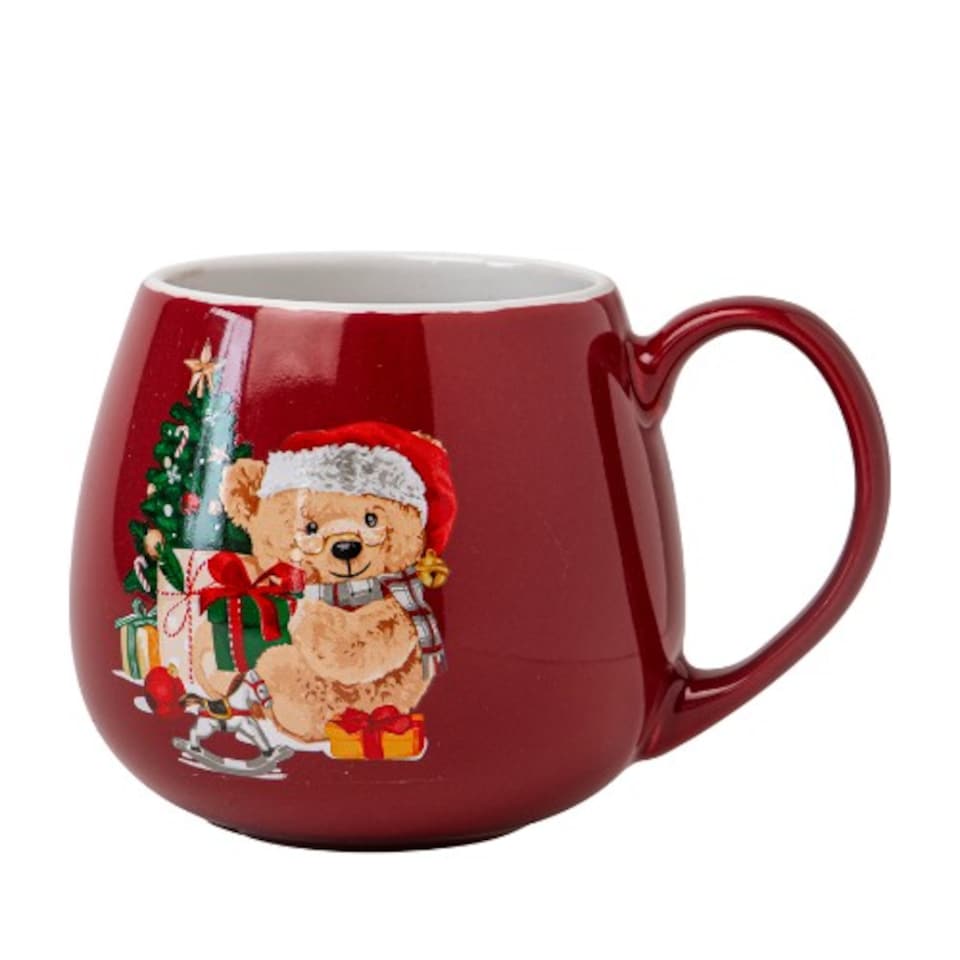 image 1 of Christmas Bear Ceramic Mug 400ml | White | Bear Delivering Mail | 400ml | 1