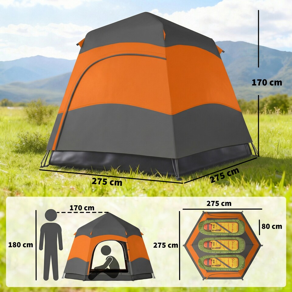 image 1 of Outsunny Double Layer Pop Up Tent with Rainfly, Portable Camping Shelter | Multi