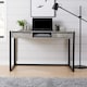 image 9 of Office Desk Concrete Effect Workstation 2 Drawer Shelf Storage Black Metal Legs | Grey