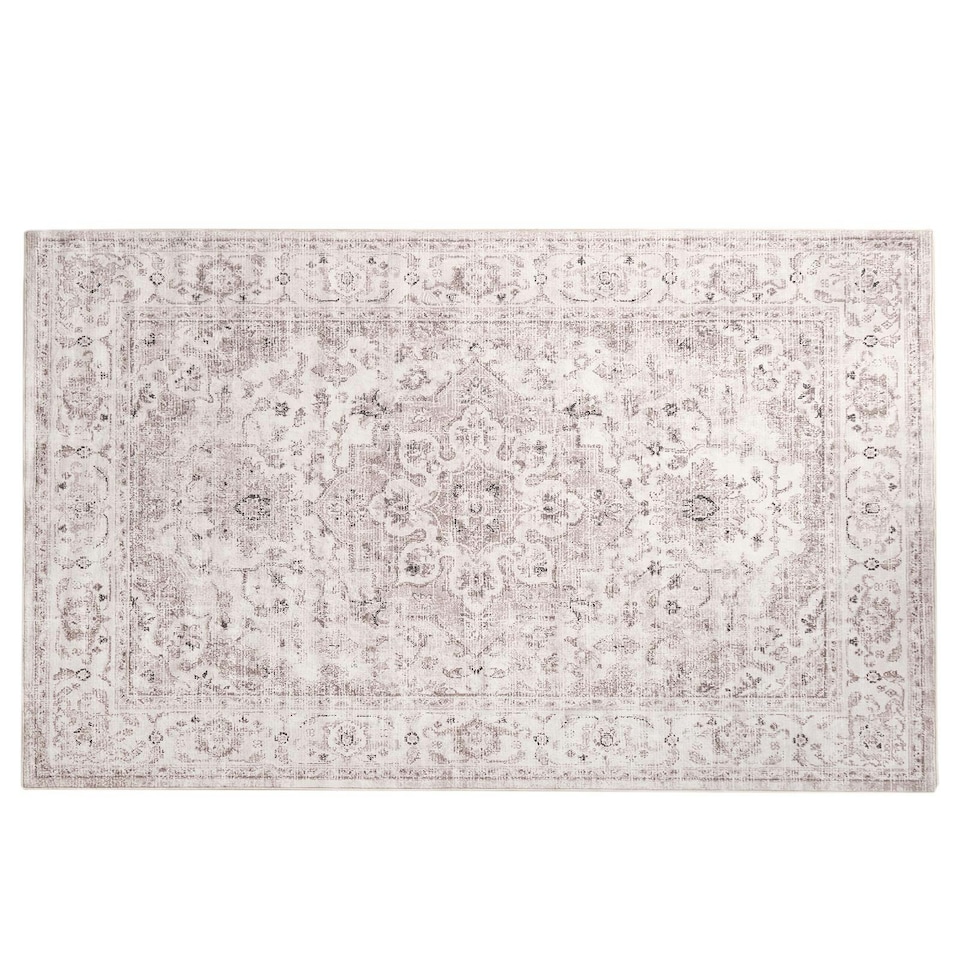 image 1 of OHS Vintage Print Washable Indoor Carpet Floor Rug, 160x230cm - Natural | Yellow | Natural | 160x230cm