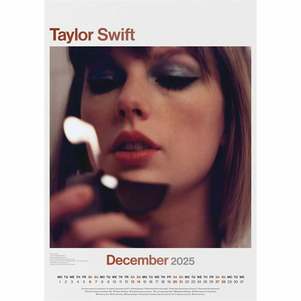 image 1 of Taylor Swift 2025 A3 Wall Calendar - Multicoloured - 42cm x 30cm