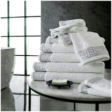 VELVETIO 8 Piece Towel Bale Set Jacquard Greek Key Pattern - 100% Cotton, 450 GSM White