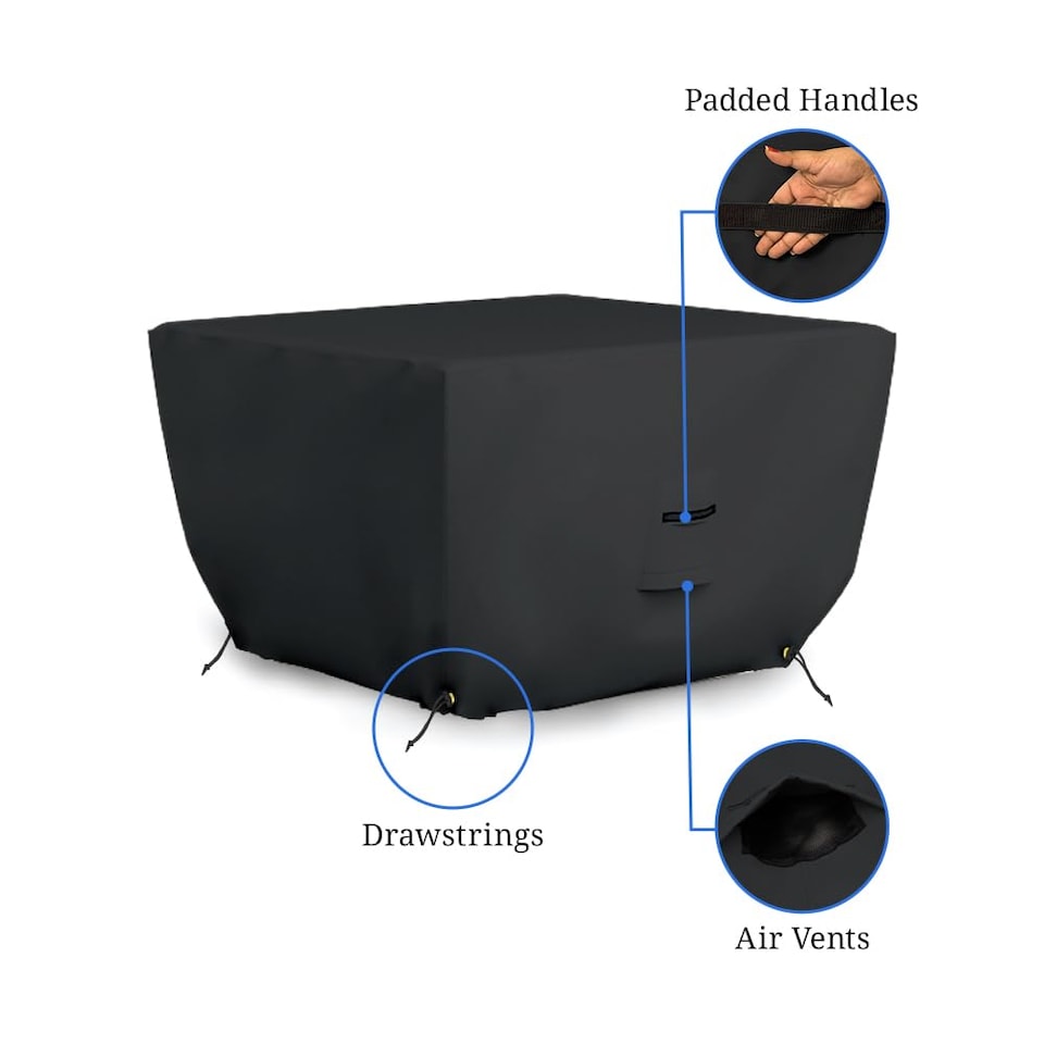 image 1 of Covers&All Outdoor Square Fire Pit Cover, 30 in L x 30 in W x 12 in H, Black