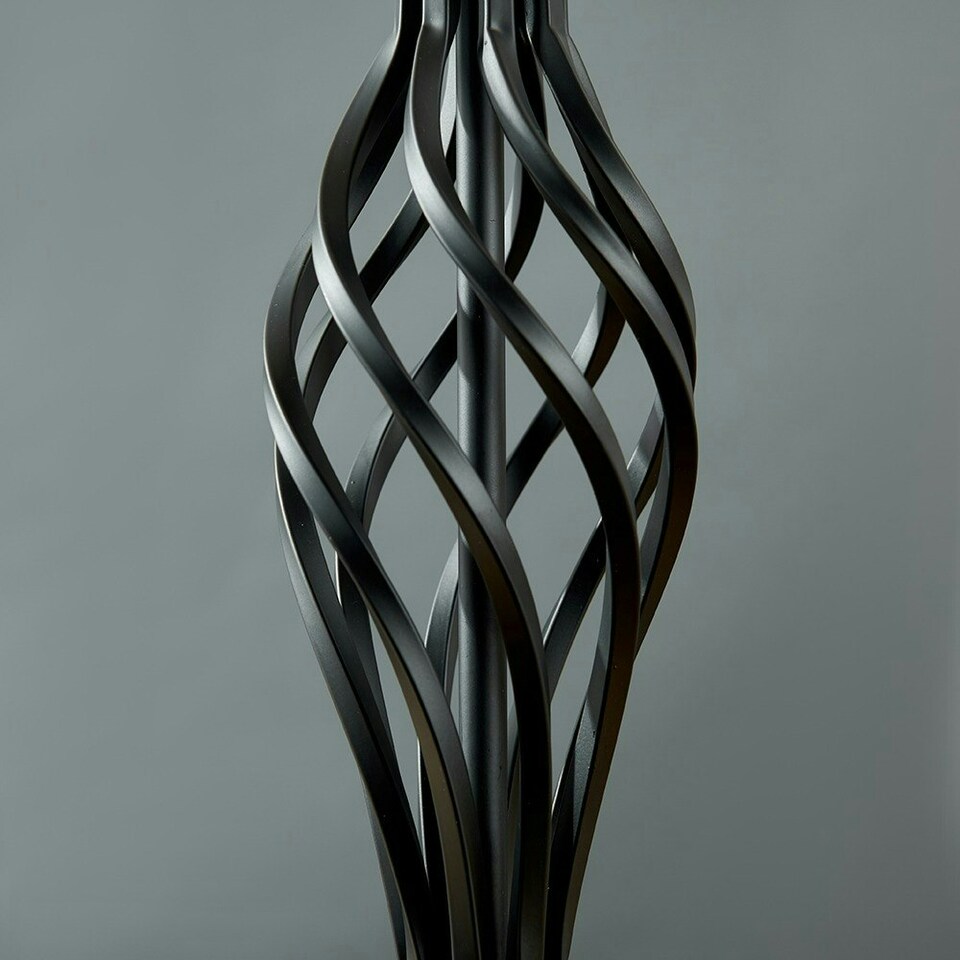 image 1 of ValueLights Memphis Pair of - Satin Black Barley Twist Table Lamps with Frosted Alabaster Shade and LED Bulb