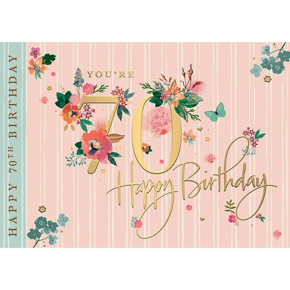 Words 'n' Wishes Female Age 70 You're 70 Happy Birthday Card, Flowers