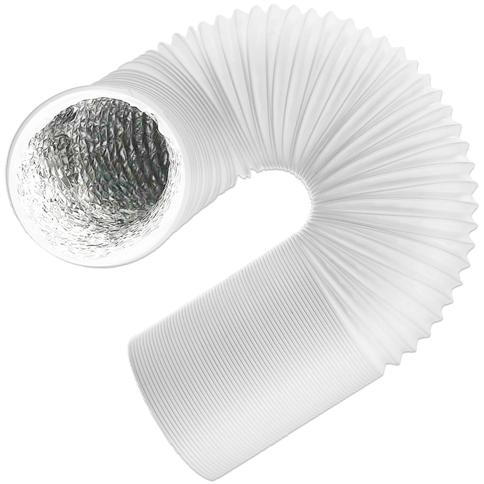 image 1 of SPARES2GO Universal Air Con Vent Hose PVC Aluminium Foil Insulated Portable Air Conditioner Duct Outlet Pipe (5" x 2.5m)