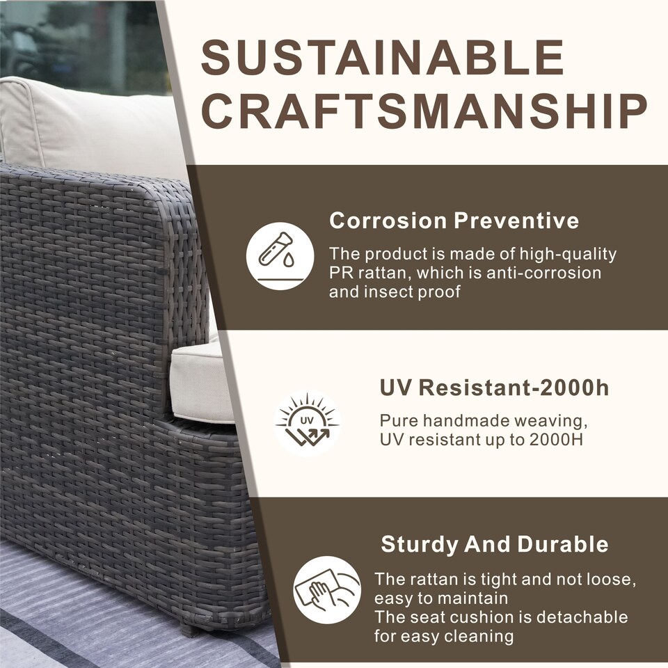 image 1 of Direct Wicker Outdoor Garden Rattan Sun Lounger with Coffee Table