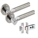 image 2 of Golden Grace 4 Pairs Titan Design Door Handles on Round Rose in Satin Nickel Polished Chrome with 2.5" Tubular Latch - 52mm Diameter Grey